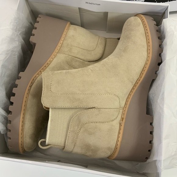 Dv Dolce Vita Faux Leather Platform Bootie Rango Lug Sole Wedge Tan 8.5 - Picture 2 of 14